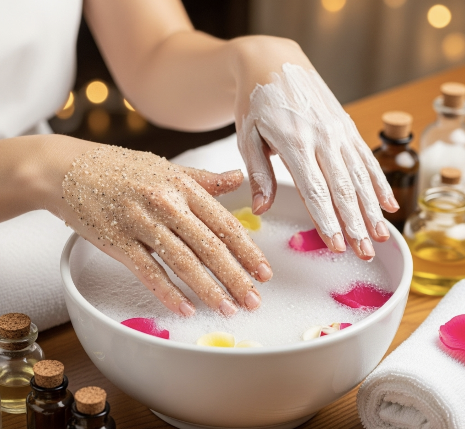 Deep exfoliation with a hand scrub